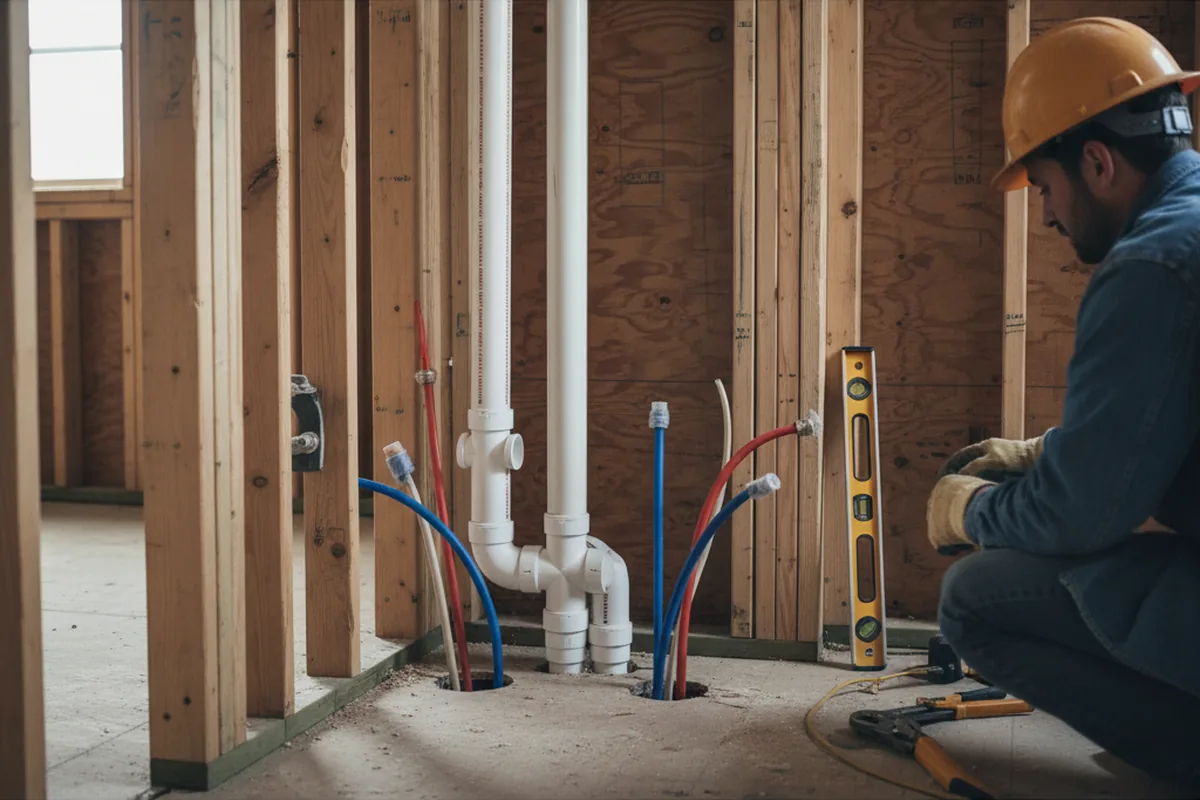 Drain and supply rough-in during Toilet Repair and Installation in Brookside