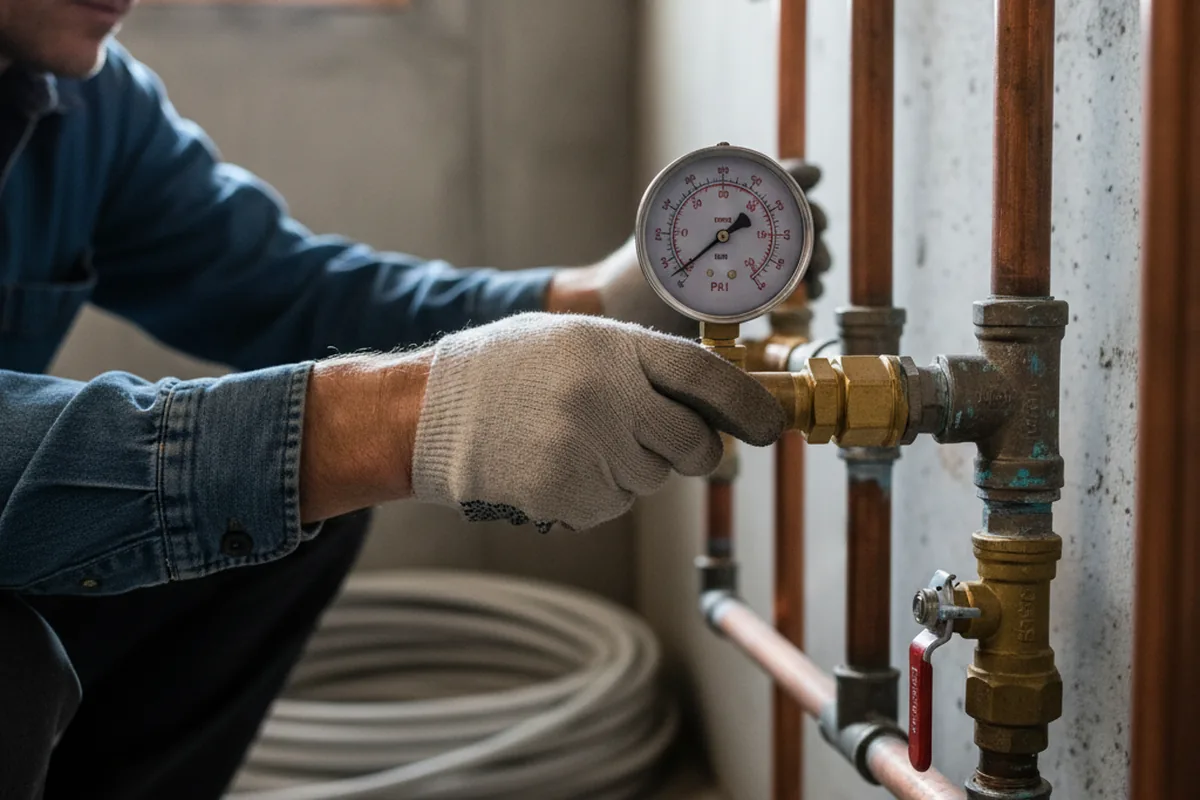 Pressure testing a repaired line during Water Line Repair in Brookside